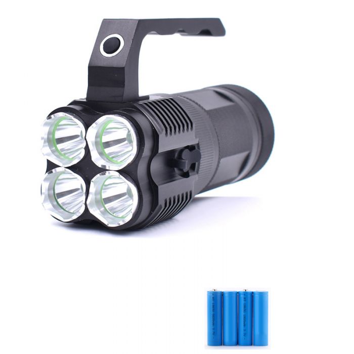 4 * T6 LED Lampe Perlen tragbare Scheinwerfer Taschenlampe Suchscheinwerfer  mit 4 18650 Batterien betrieben