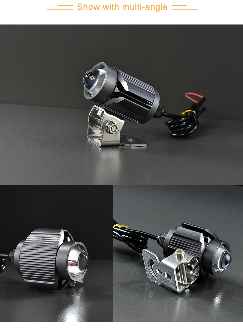CNSUNNYLIGHT Tri-model Motorcycle LED Headlight w/ Mini Projector Lens Car  ATV Driving Foglight Auxiliary Spotlight