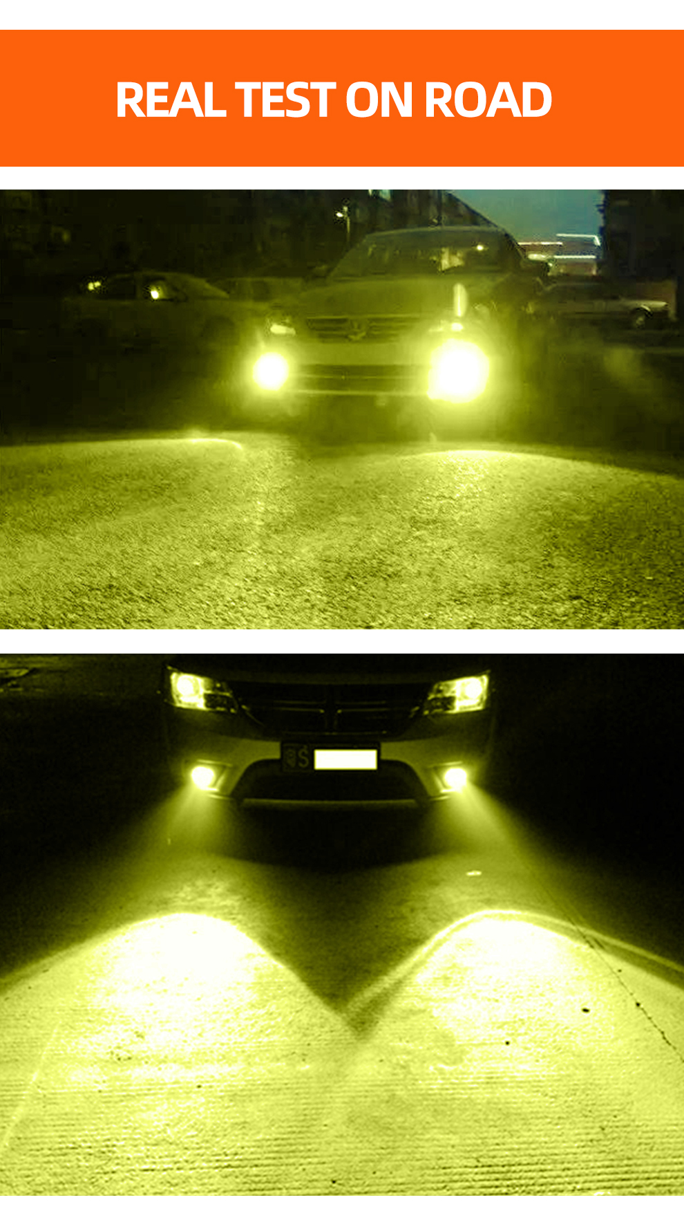 Car Fog Light Bulbs H11 Yellow 3000K LED 60W 15000Lm H8 H9 12V Yellow Fog  Lights