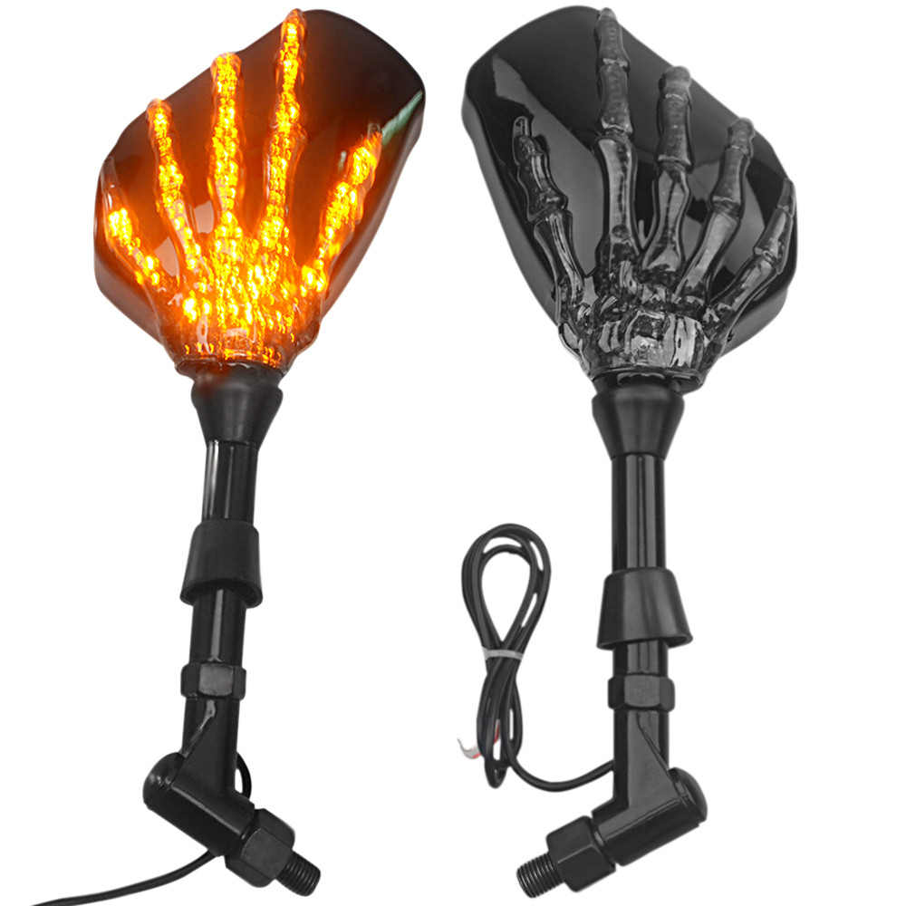 Kaufe LED-Motorrad-Rücklicht mit Totenkopf-Motiv und Blinker, modifizierte  Motorrad-Rücklichter im Chrom-Skelett-Stil und Lenkungs-Styling