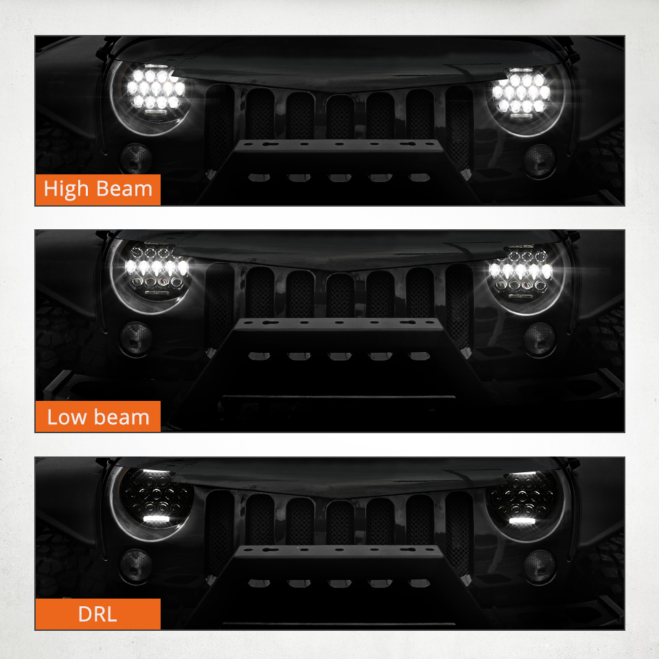 7 Zoll runde LED-Scheinwerferlampe 75W Motorrad Scheinwerfer Projektor  Autolicht für Jeep Land Rover