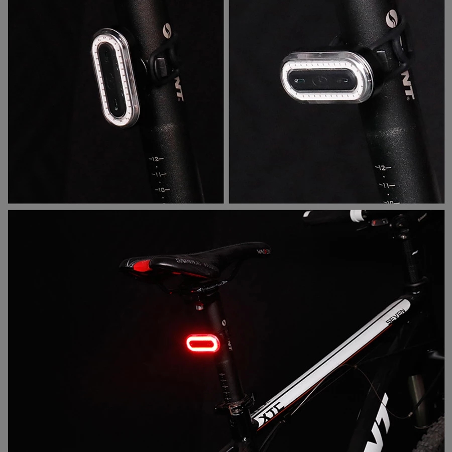 Fahrrad Rücklicht, Fahrrad Rücklicht wiederaufladbar, Ultra helle LED  Warnung Fahrrad Taschenlampe, RGB Fahrrad Licht, USB wiederaufladbare IPX6  wasserdicht, 7 Farben 14 Modi (Schwarz)
